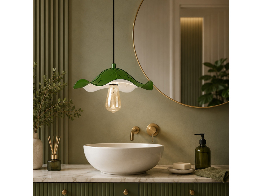 Lampe suspendue en métal "Liana" - 29 x 29 cm - Vert Clair