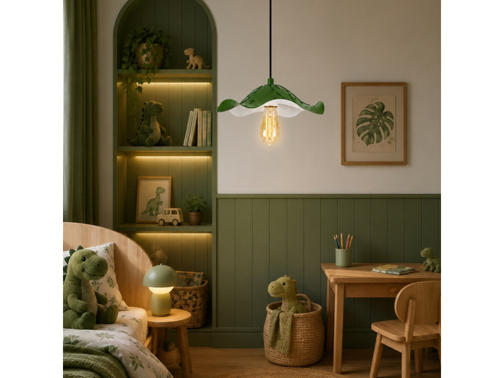 Lampe suspendue en métal "Liana" - 29 x 29 cm - Vert Clair