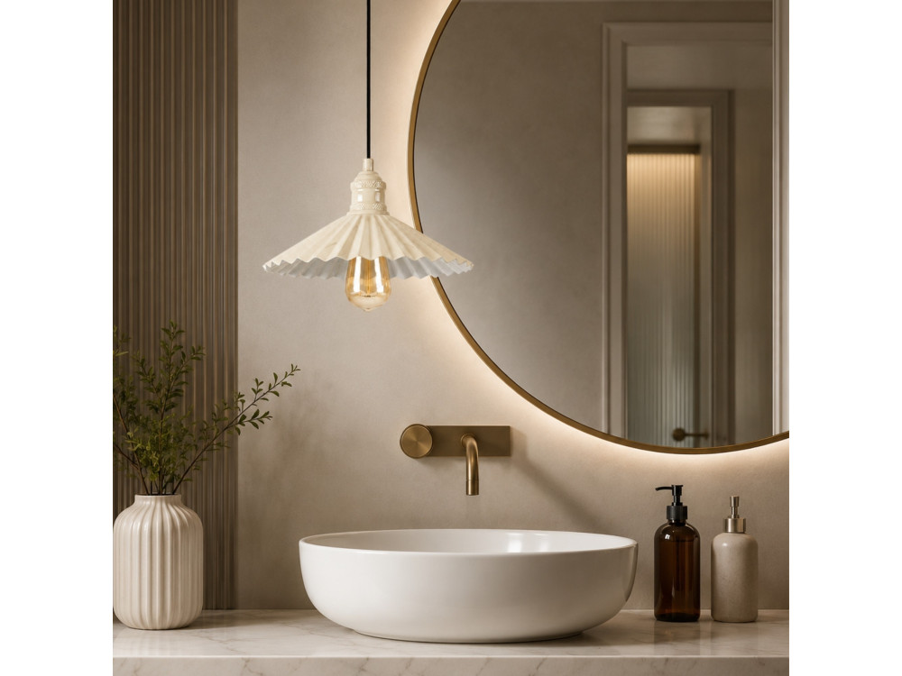 Lampe suspendue en métal "Plise" - 32 x 32 cm - Beige