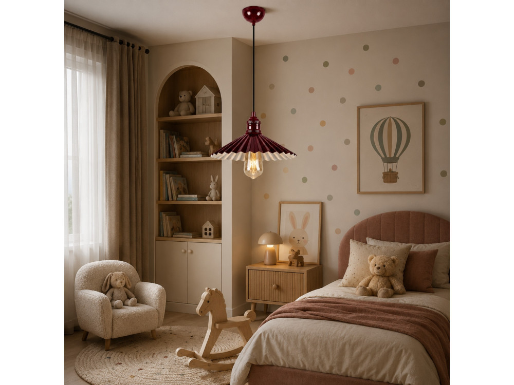 Lampe suspendue en métal "Plise" - 32 x 32 cm - Bordeaux