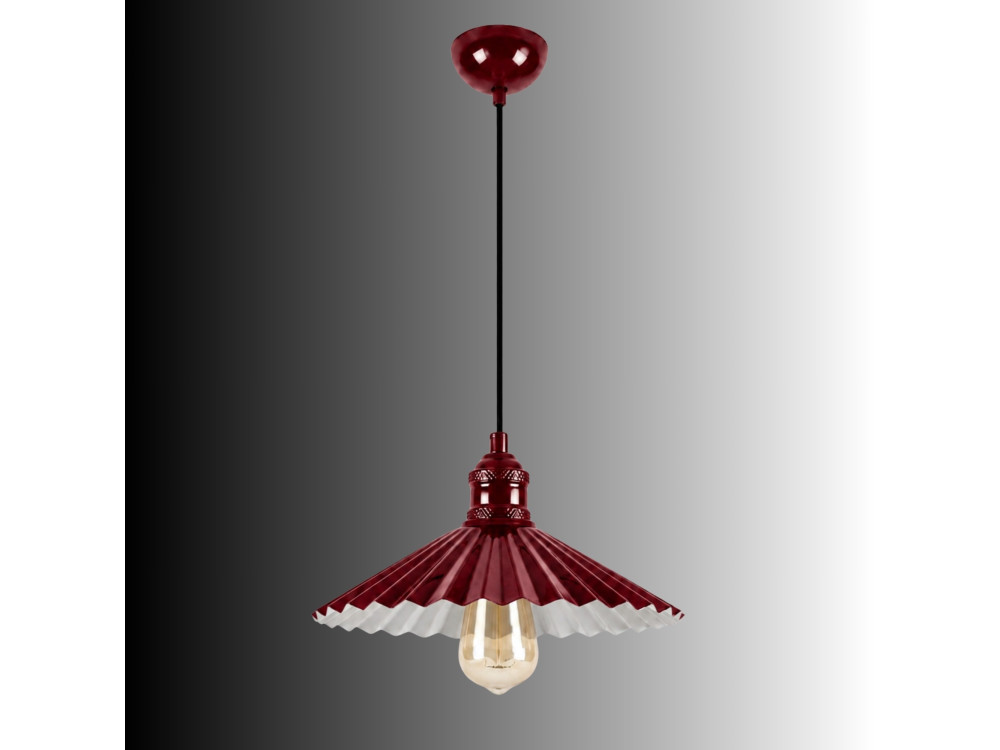 Lampe suspendue en métal "Plise" - 32 x 32 cm - Bordeaux