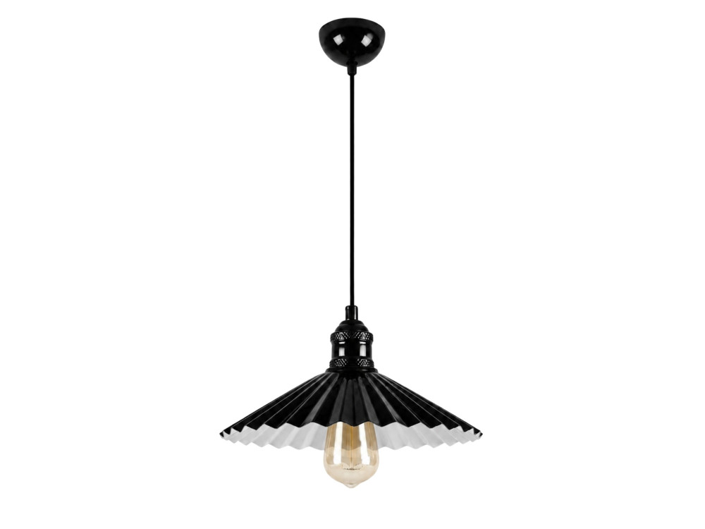 Lampe suspendue en métal "Plise" - 32 x 32 cm - Noir