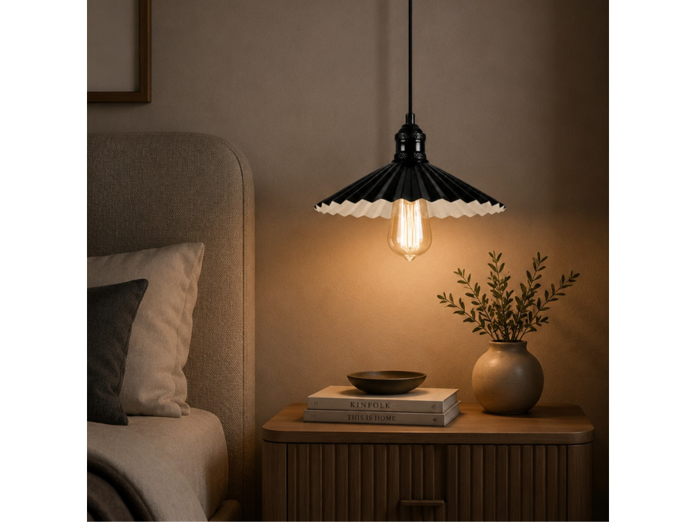 Lampe suspendue en métal "Plise" - 32 x 32 cm - Noir