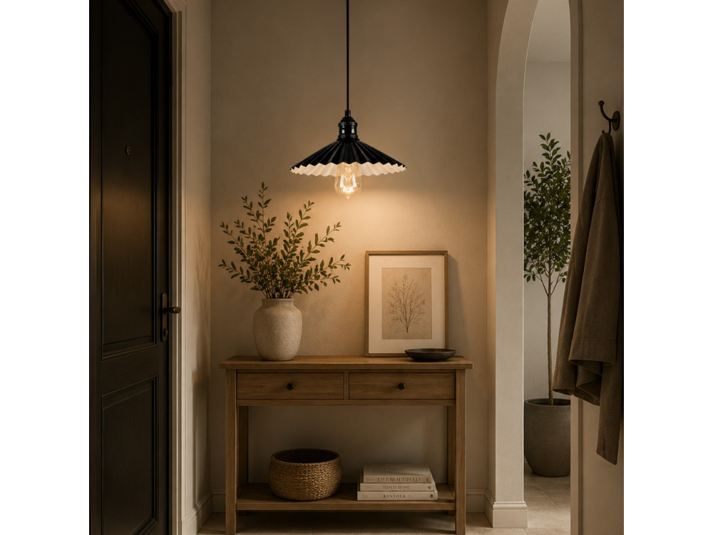 Lampe suspendue en métal "Plise" - 32 x 32 cm - Noir