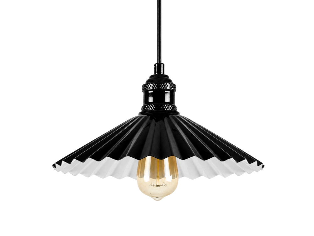 Lampe suspendue en métal "Plise" - 32 x 32 cm - Noir
