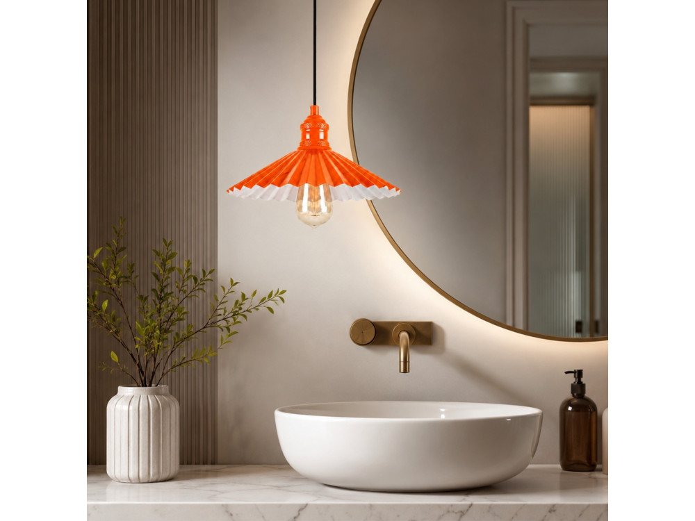 Lampe suspendue en métal "Plise" - 32 x 32 cm - Orange