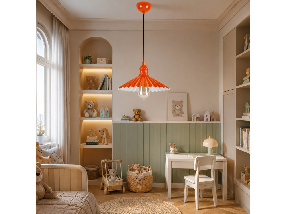 Lampe suspendue en métal "Plise" - 32 x 32 cm - Orange