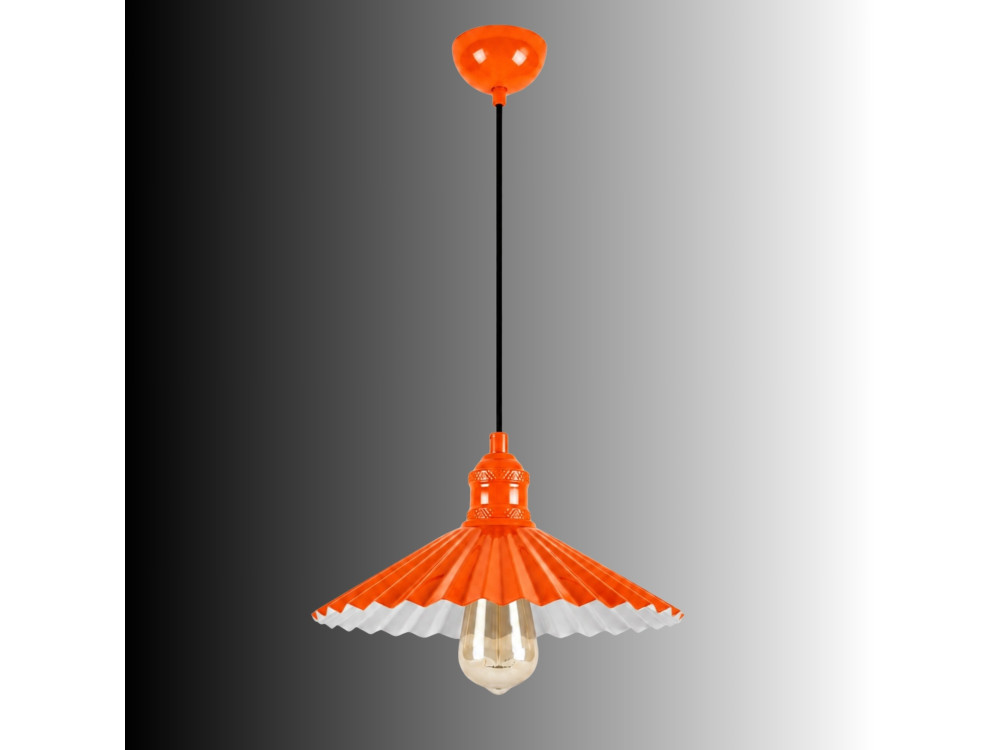 Lampe suspendue en métal "Plise" - 32 x 32 cm - Orange
