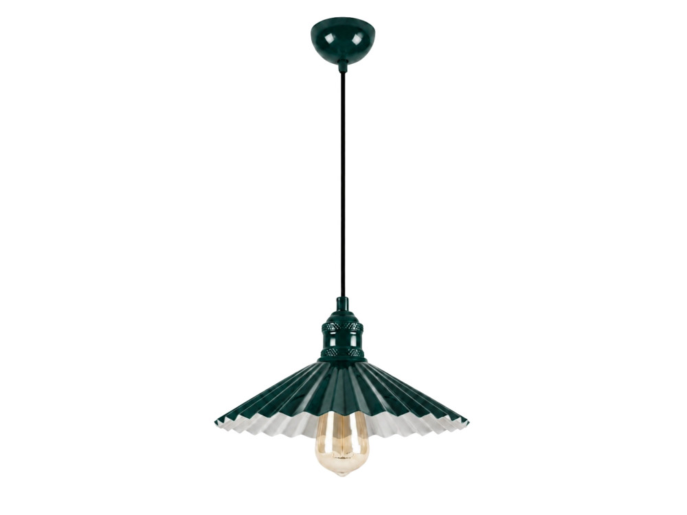 Lampe suspendue en métal "Plise" - 32 x 32 cm - Vert Foncé