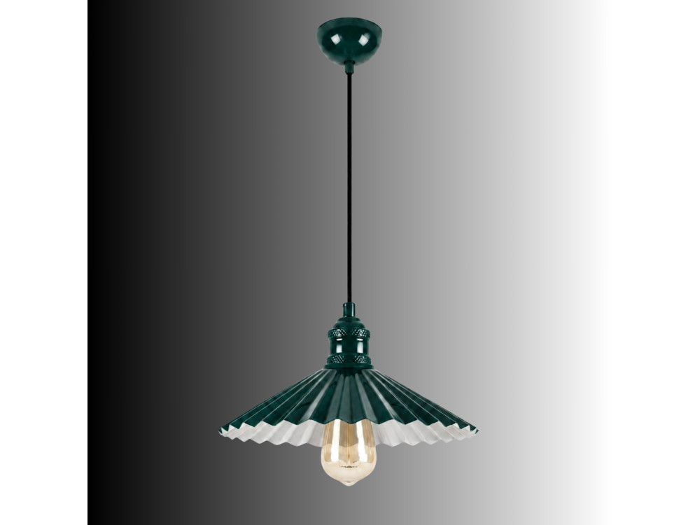 Lampe suspendue en métal "Plise" - 32 x 32 cm - Vert Foncé