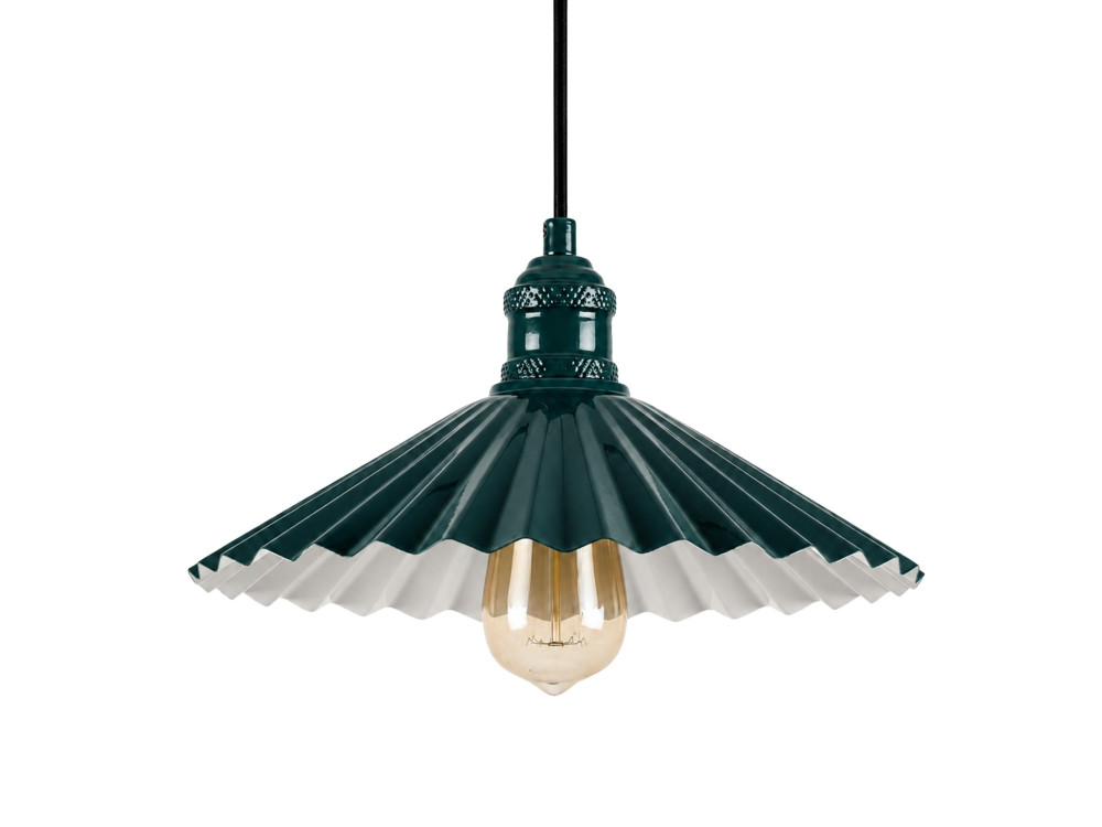 Lampe suspendue en métal "Plise" - 32 x 32 cm - Vert Foncé