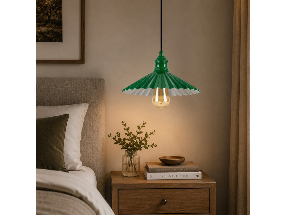 Lampe suspendue en métal "Plise" - 32 x 32 cm - Vert Clair
