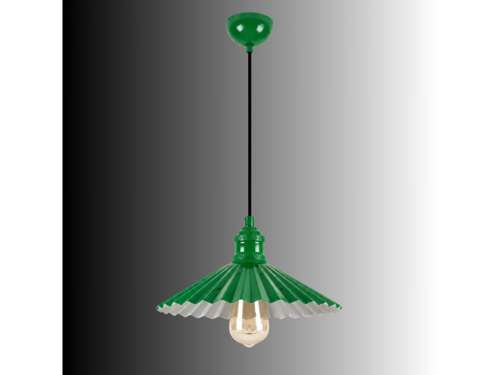 Lampe suspendue en métal "Plise" - 32 x 32 cm - Vert Clair