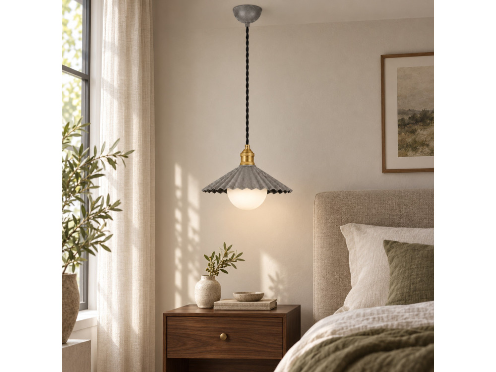 Lampe suspendue en métal "Plise" - 32 x 32 cm - Gris
