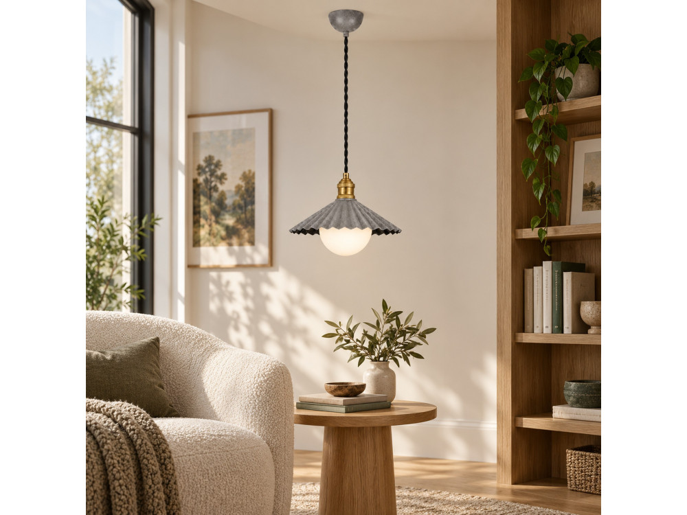 Lampe suspendue en métal "Plise" - 32 x 32 cm - Gris