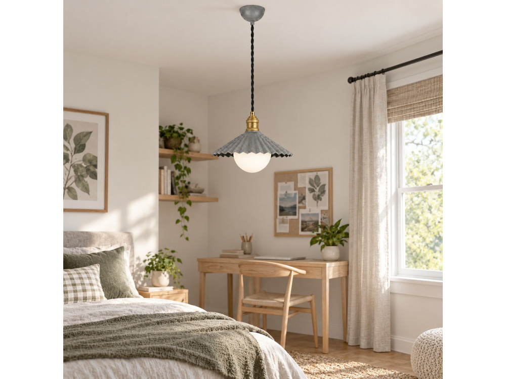Lampe suspendue en métal "Plise" - 32 x 32 cm - Gris