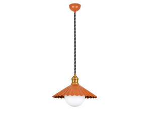 Lampe suspendue en métal "Plise" - 32 x 32 cm - Orange