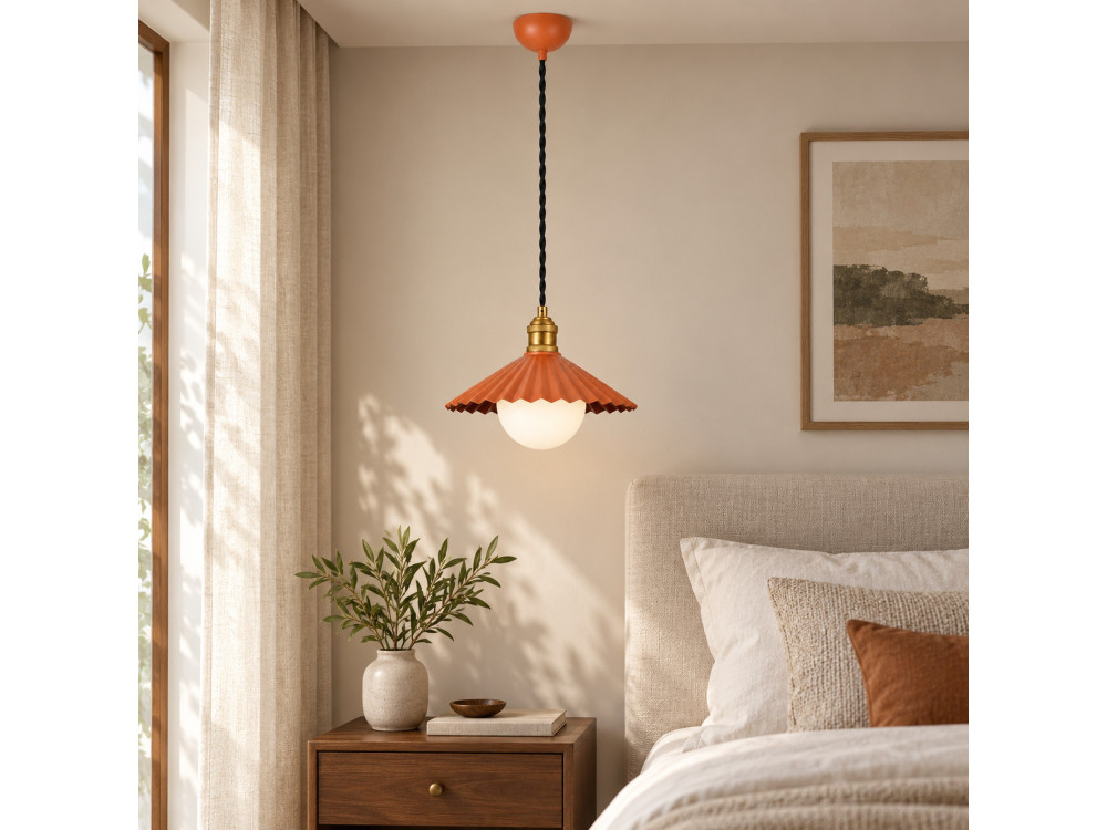 Lampe suspendue en métal "Plise" - 32 x 32 cm - Orange