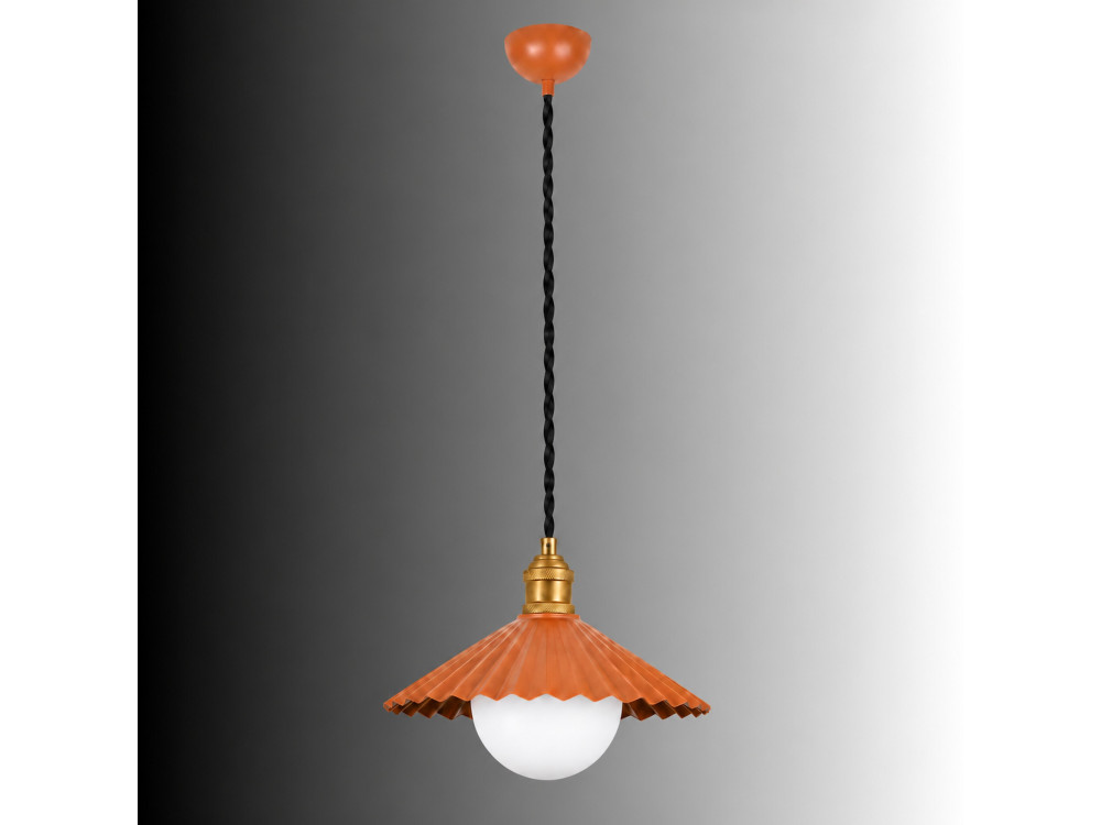 Lampe suspendue en métal "Plise" - 32 x 32 cm - Orange