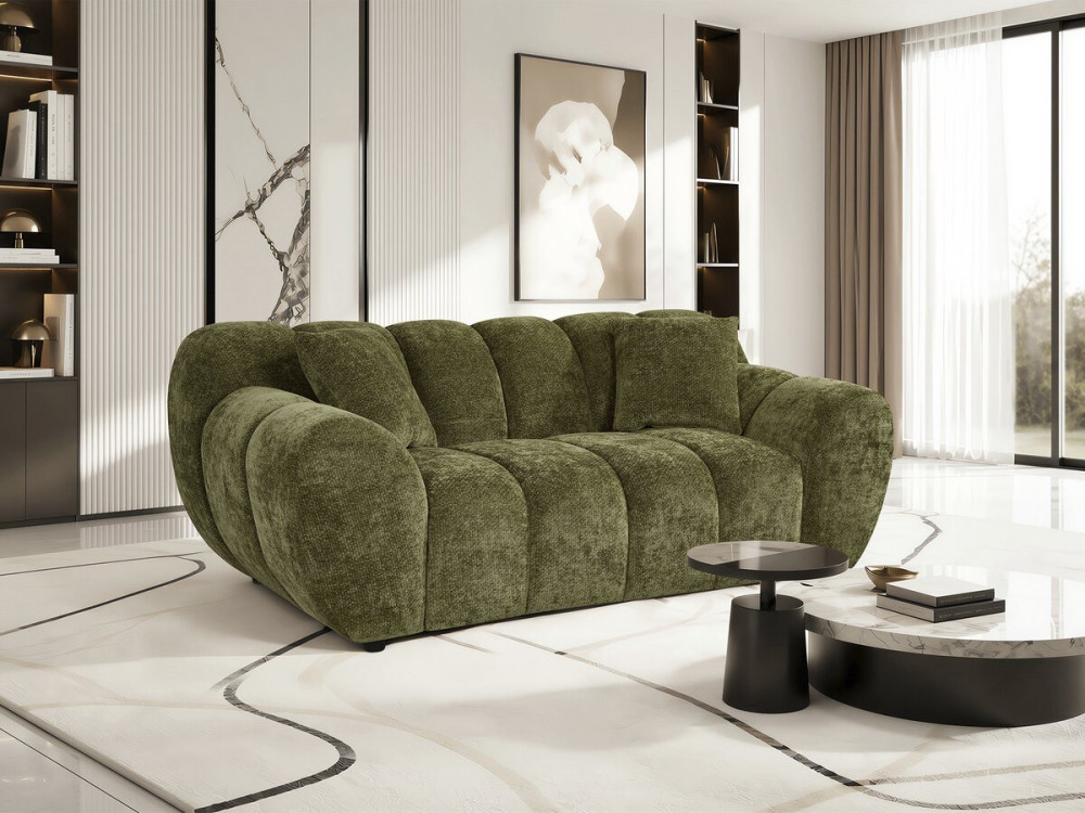 Canapé droit style bubble en tissu "Carnot" - 2 places - Vert