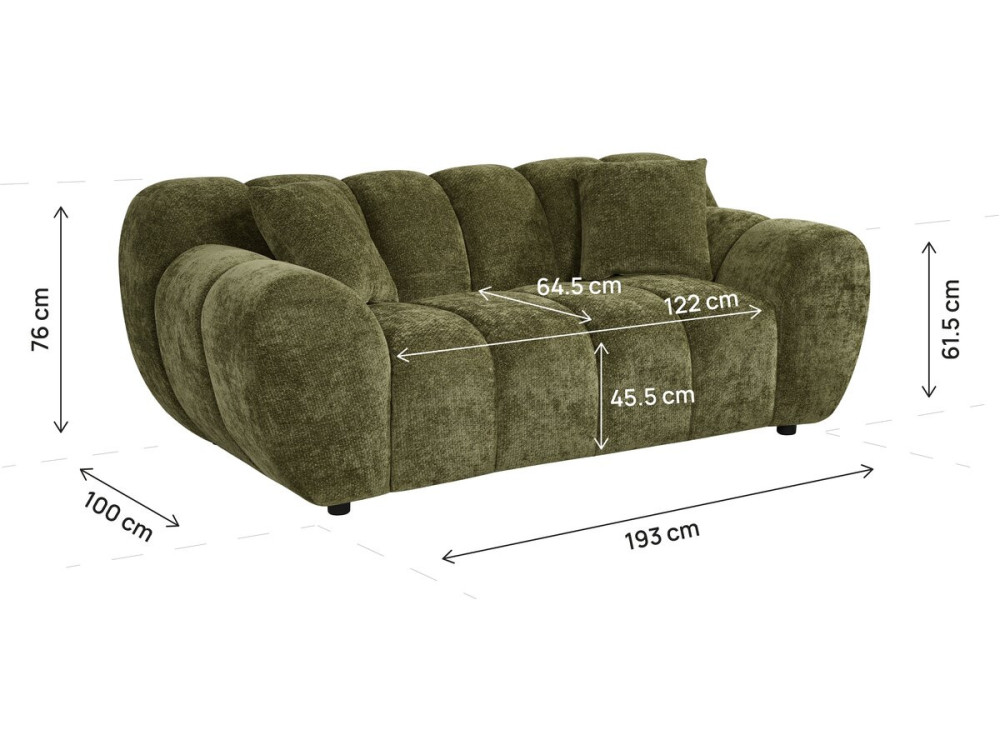 Canapé droit style bubble en tissu "Carnot" - 2 places - Vert