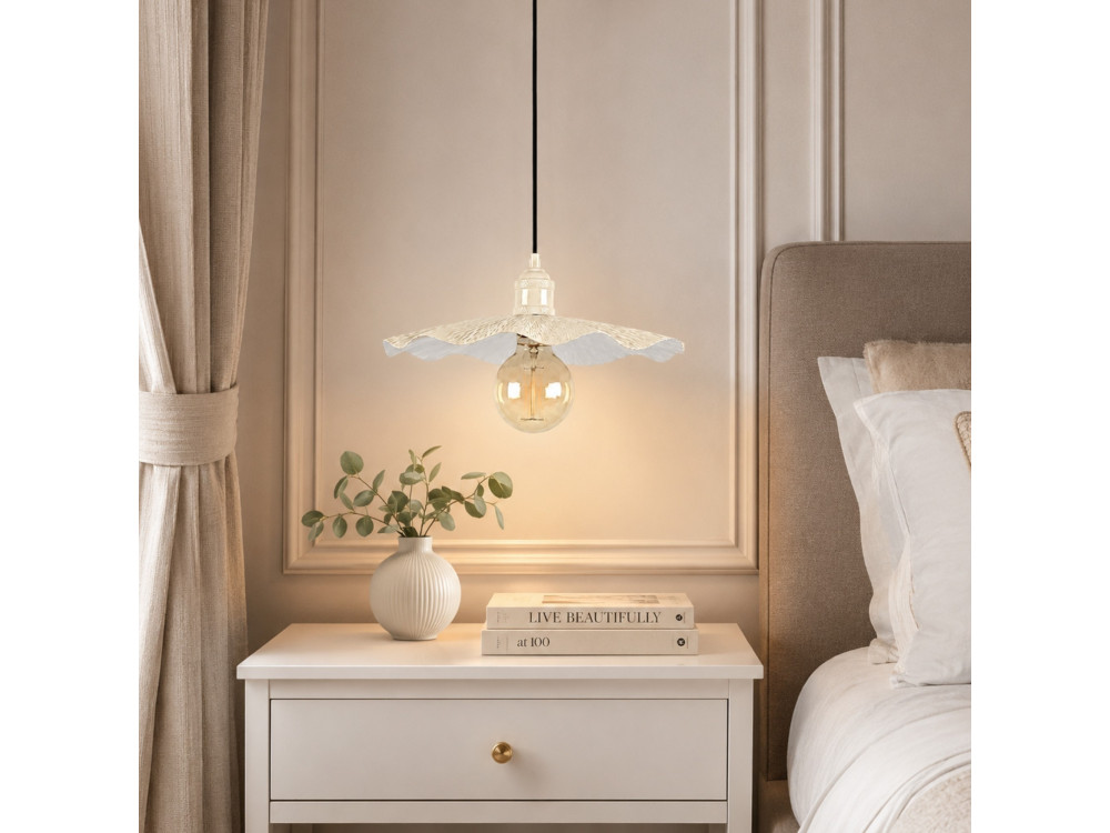Lampe suspendue en métal "Ondula" - 34 x 34 cm - Beige