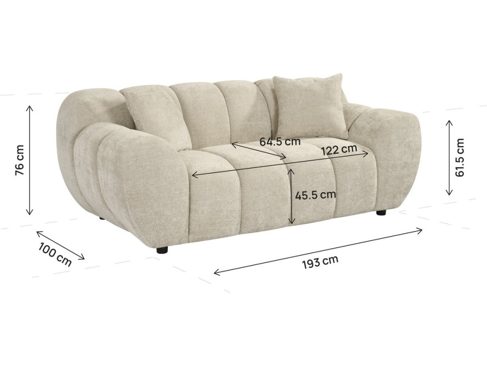 Canapé droit style bubble en tissu "Carnot" - 2 places - Beige