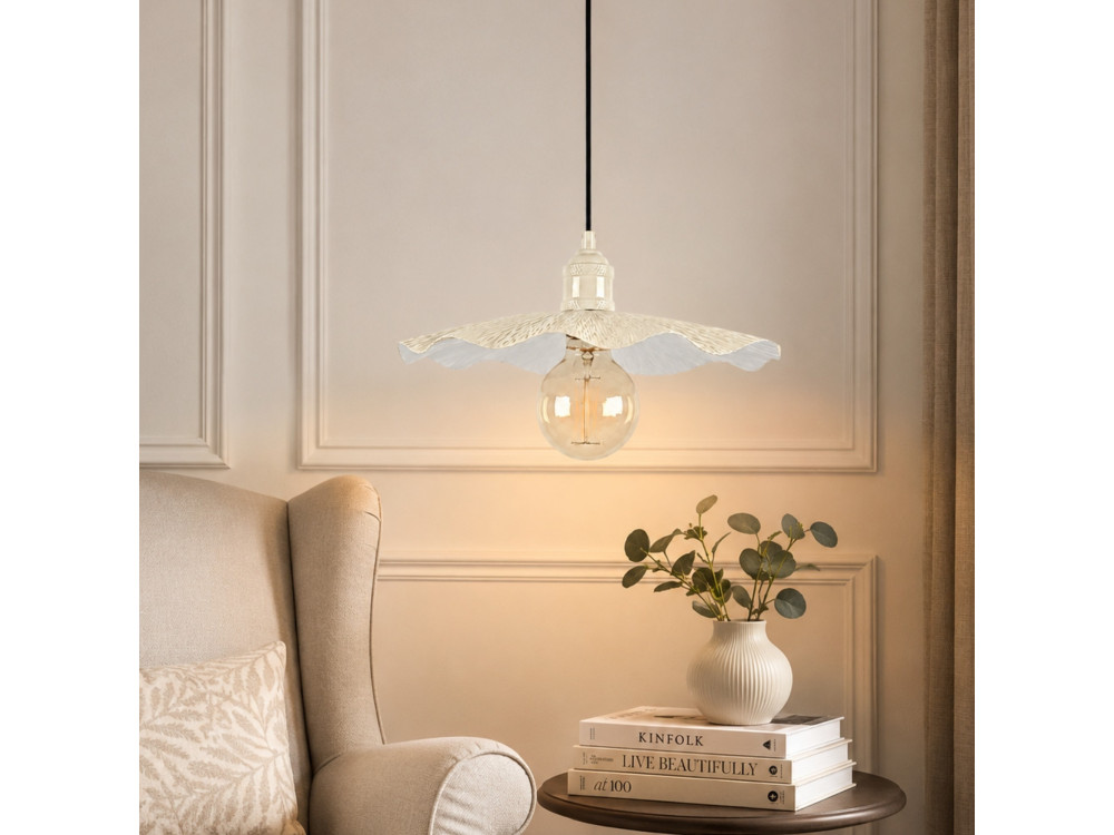 Lampe suspendue en métal "Ondula" - 34 x 34 cm - Beige