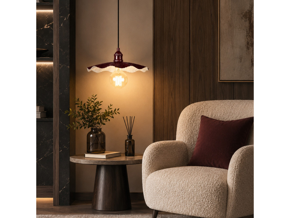 Lampe suspendue en métal "Ondula" - 34 x 34 cm - Bordeaux