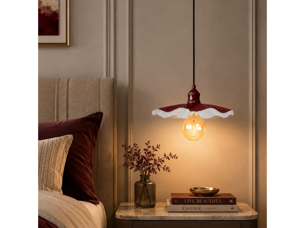 Lampe suspendue en métal "Ondula" - 34 x 34 cm - Bordeaux