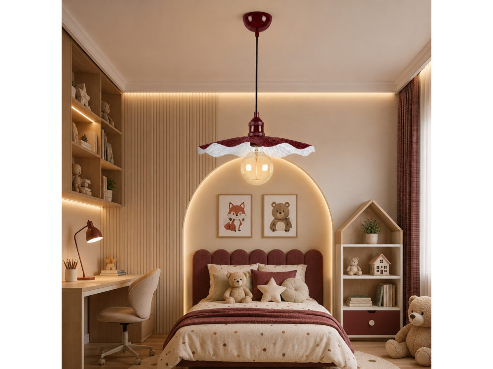 Lampe suspendue en métal "Ondula" - 34 x 34 cm - Bordeaux