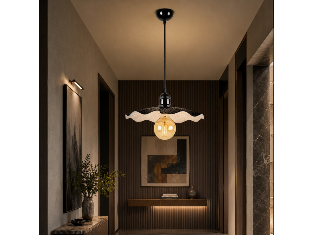 Lampe suspendue en métal "Ondula" - 34 x 34 cm - Noir