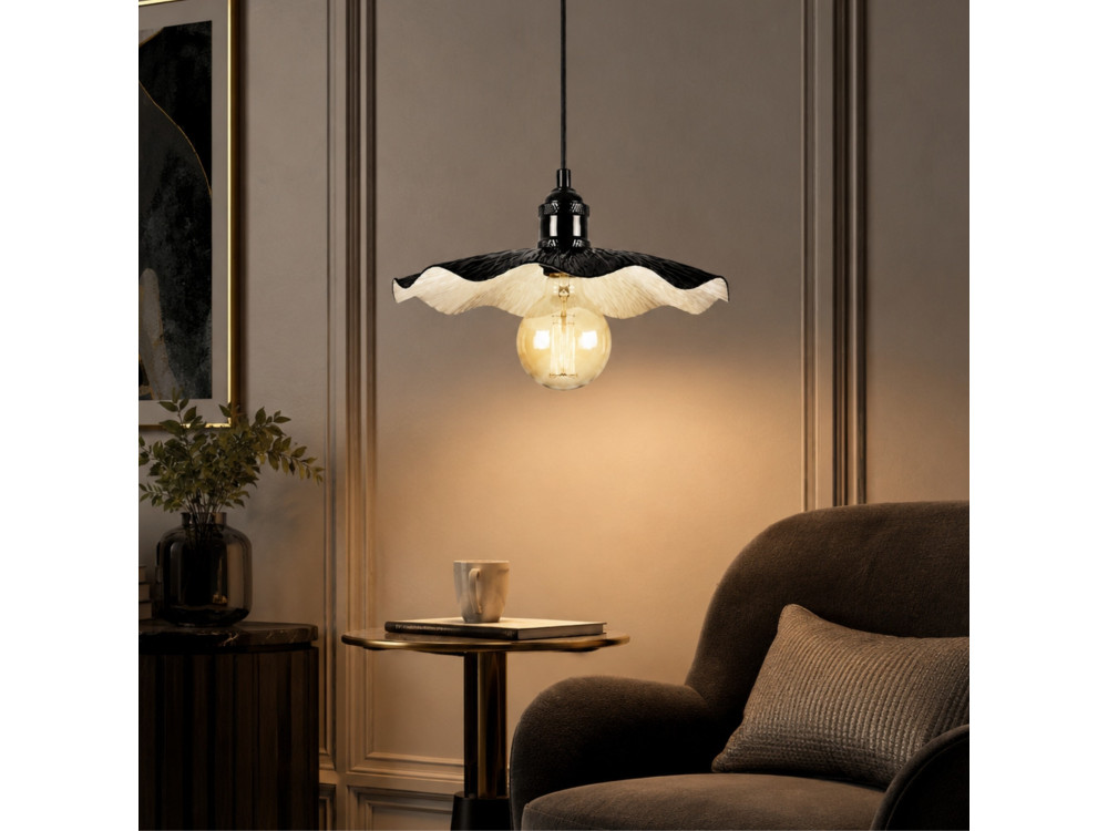 Lampe suspendue en métal "Ondula" - 34 x 34 cm - Noir