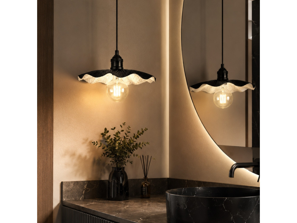 Lampe suspendue en métal "Ondula" - 34 x 34 cm - Noir