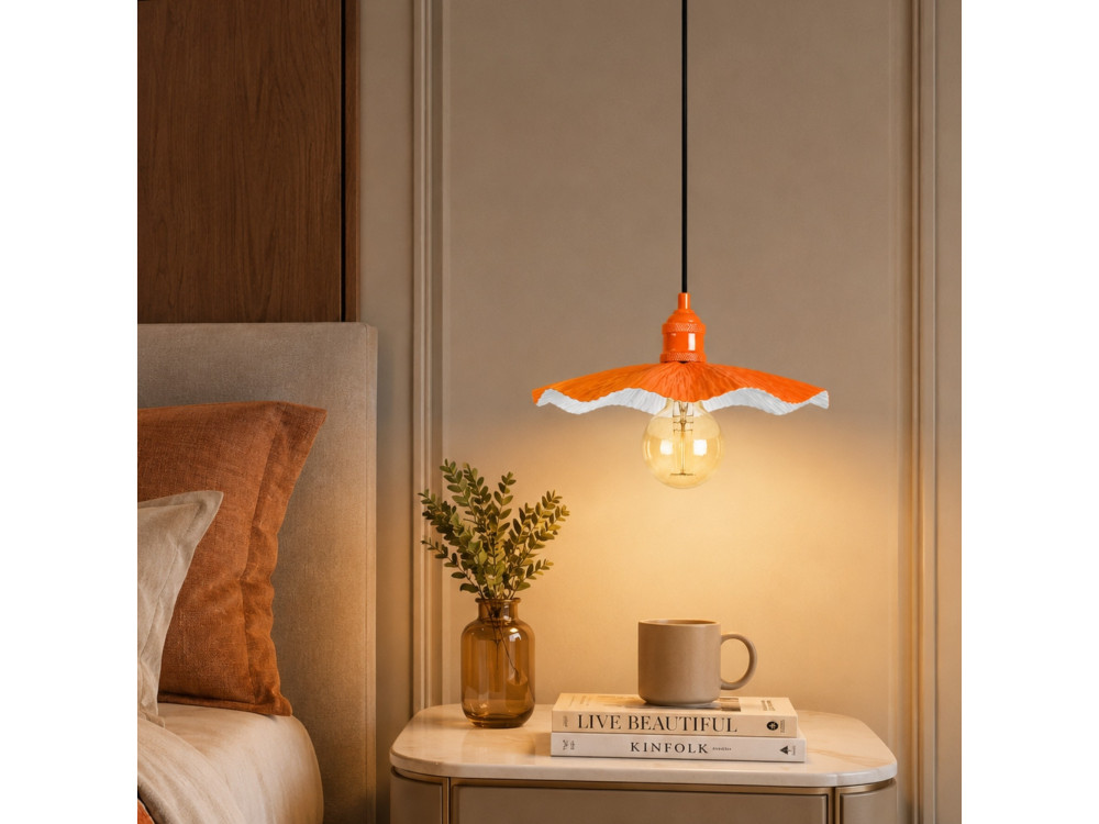Lampe suspendue en métal "Ondula" - 34 x 34 cm - Orange