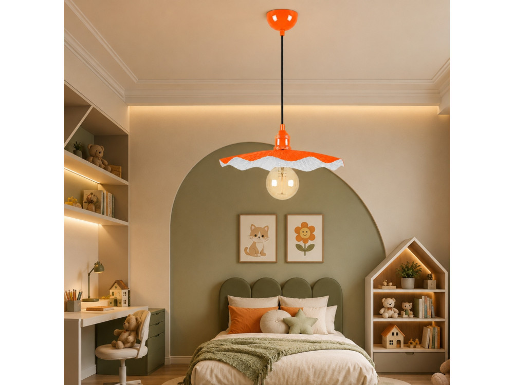 Lampe suspendue en métal "Ondula" - 34 x 34 cm - Orange