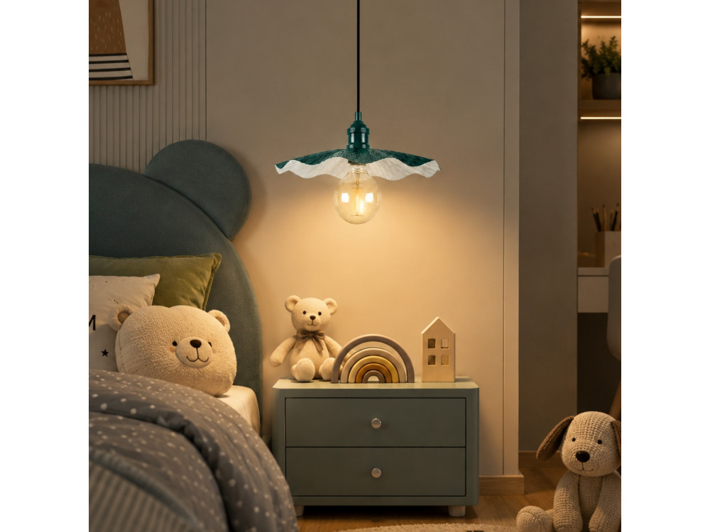 Lampe suspendue en métal "Ondula" - 34 x 34 cm - Vert Foncé