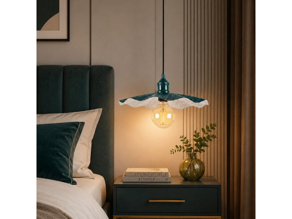 Lampe suspendue en métal "Ondula" - 34 x 34 cm - Vert Foncé