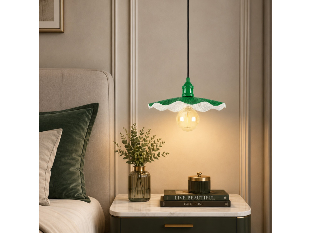 Lampe suspendue en métal "Ondula" - 34 x 34 cm - Vert Clair