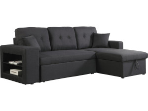 Canapé d'angle convertible/réversible "Axel" - 3 places - Noir
