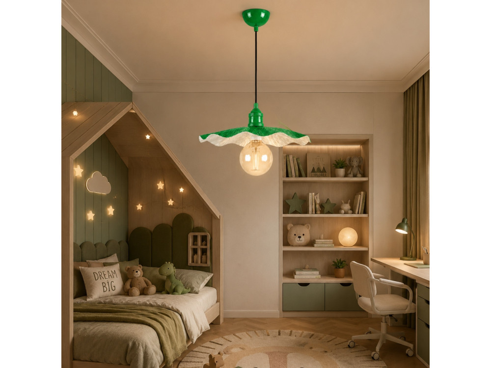 Lampe suspendue en métal "Ondula" - 34 x 34 cm - Vert Clair