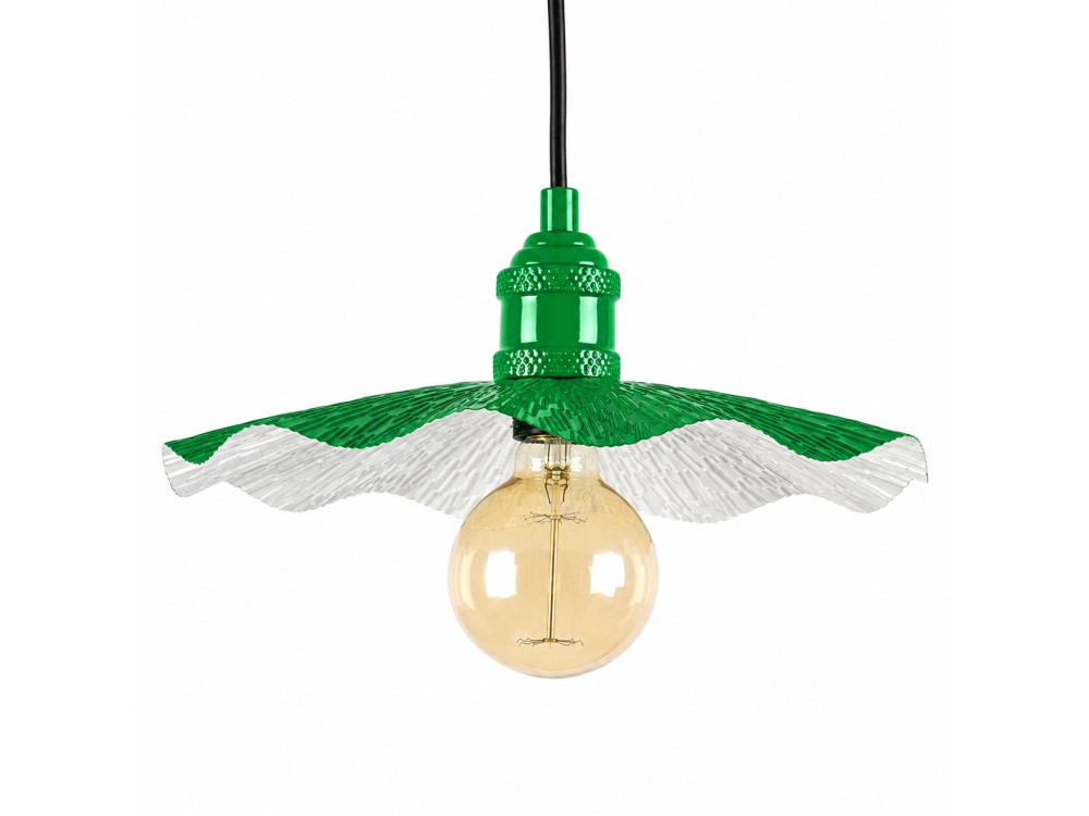 Lampe suspendue en métal "Ondula" - 34 x 34 cm - Vert Clair
