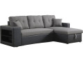 Canapé d'angle bouclettes convertible/reversible "Axel" - 3 Places - Blanc - Noir gris