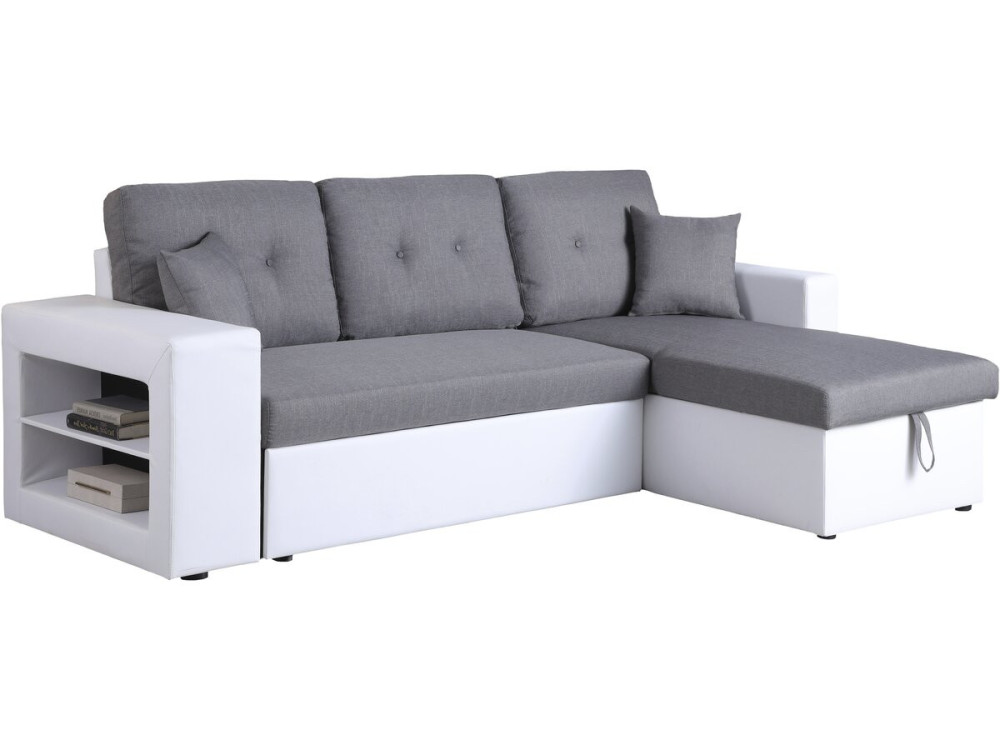 Canapé d'angle convertible/réversible "Axel" - 3 places - Blanc/Gris
