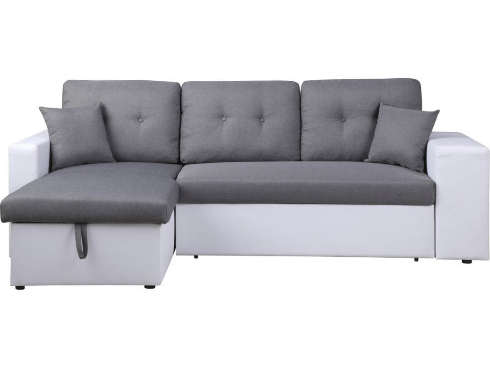 Canapé d'angle convertible/réversible "Axel" - 3 places - Blanc/Gris