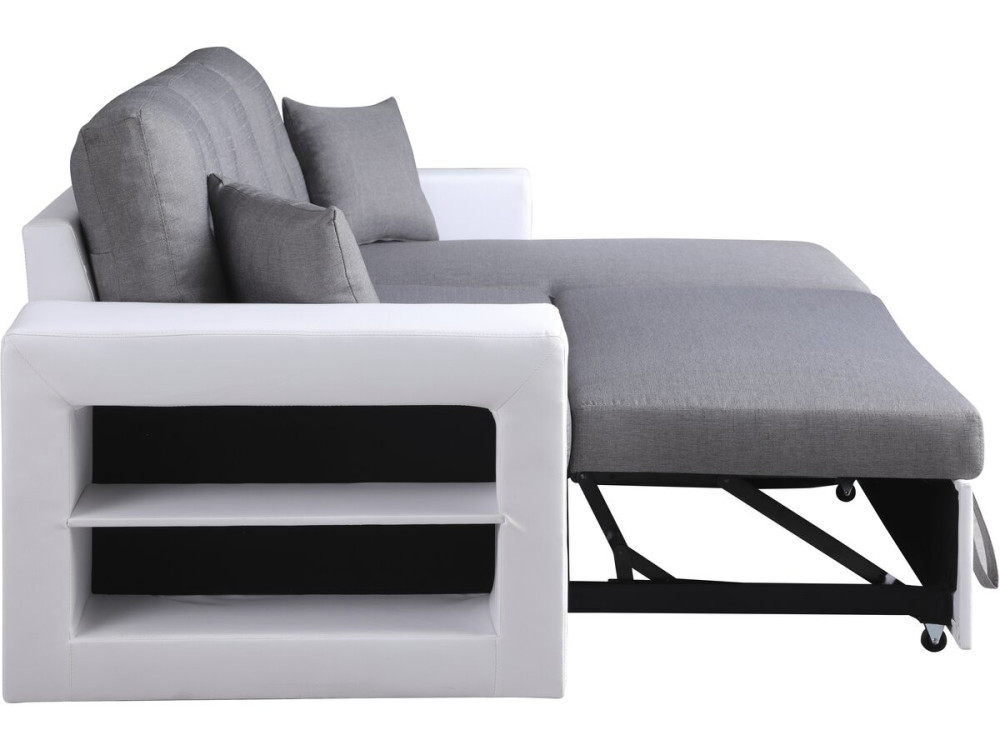 Canapé d'angle convertible/réversible "Axel" - 3 places - Blanc/Gris