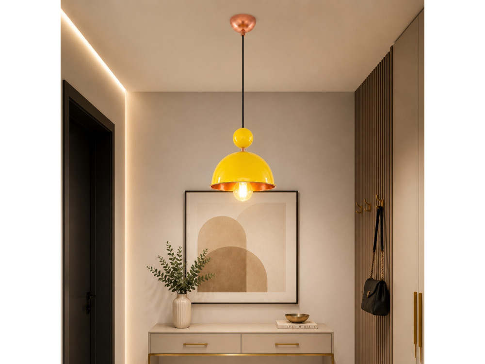 Lampe suspendue en métal "Bubble" - 21 x 21 cm - Jaune