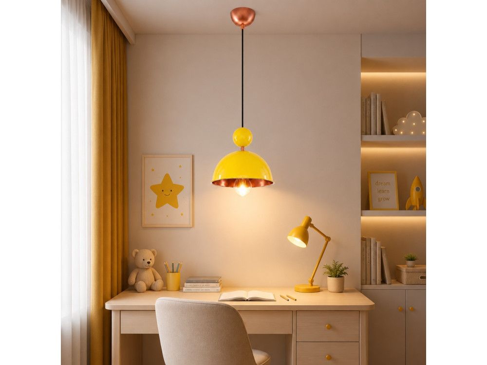 Lampe suspendue en métal "Bubble" - 21 x 21 cm - Jaune