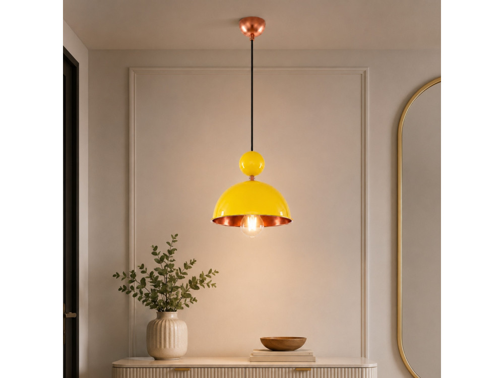 Lampe suspendue en métal "Bubble" - 21 x 21 cm - Jaune