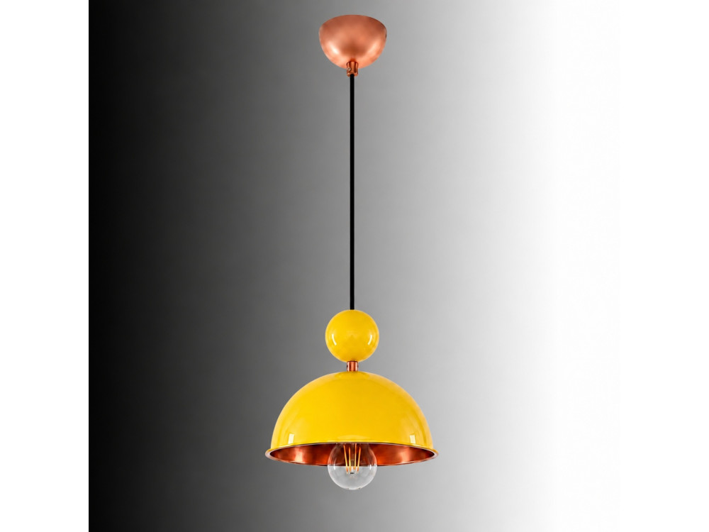 Lampe suspendue en métal "Bubble" - 21 x 21 cm - Jaune